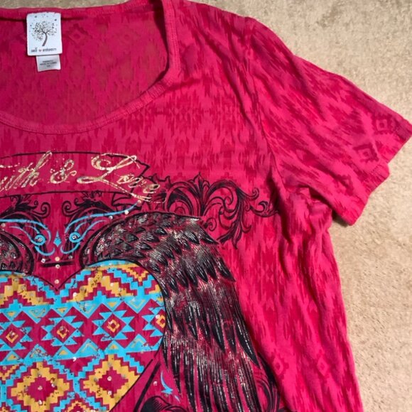 Self Esteem Sz 1XL Pink Shirt Truth Love Heart Wings Digger (C) - Picture 3 of 11